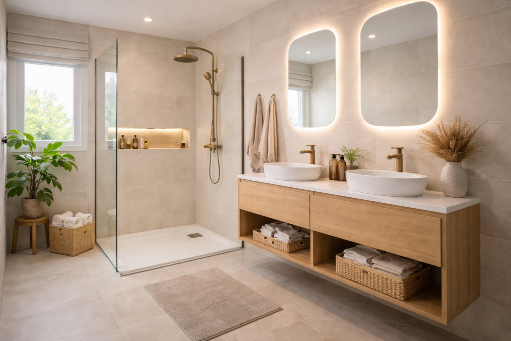 baño final reformado con ducha en Bizkaia