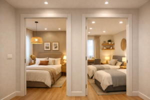 division de habitaciones con pladur en Bizkaia con luces led