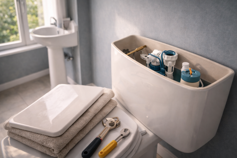 fontanero en Bizkaia reparando cisterna