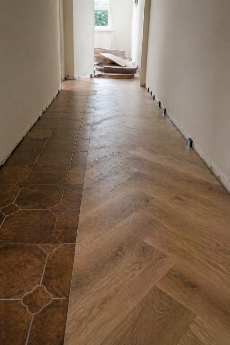 cambio de suelo en pasillo de Bizkaia